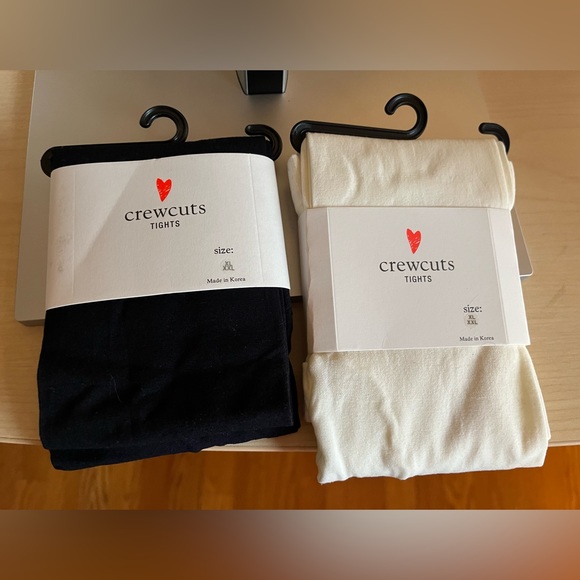 NWT 2 pair of crewcuts navy and ivory tights.   Size xl/xxl. - Picture 1 of 4